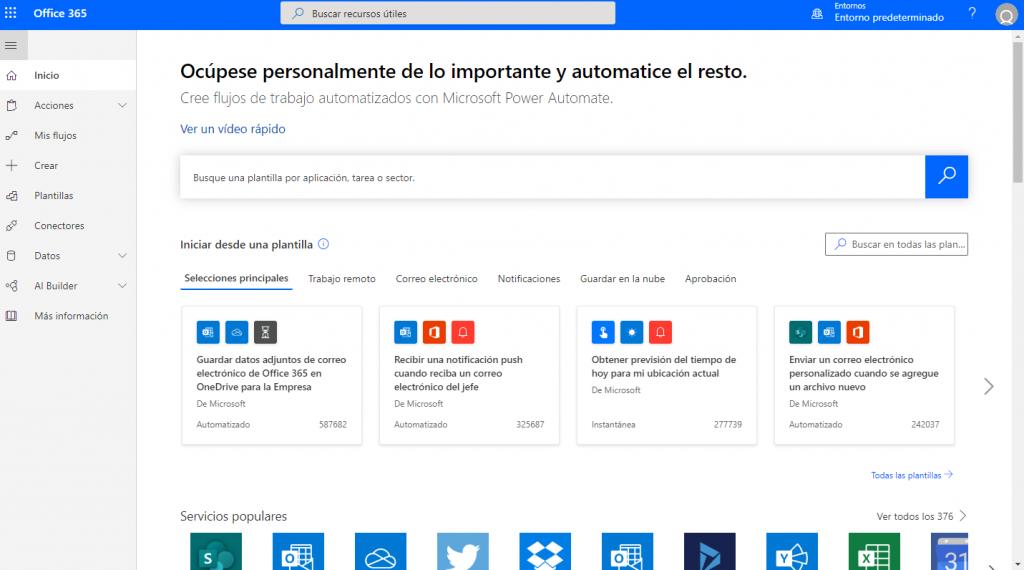 Interfaz de power automate